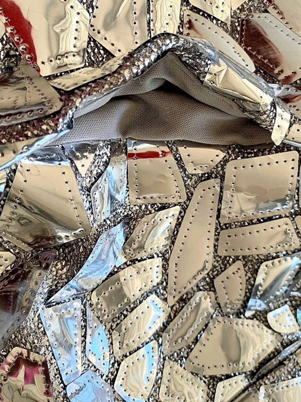 Fashion Nova Embellished High Waist Shorts in Silver & White Like New - Picture 4 of 9